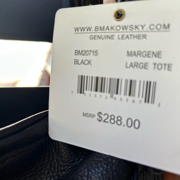 B. Makowsky Black Leather Large Tote - Picture 9 of 11